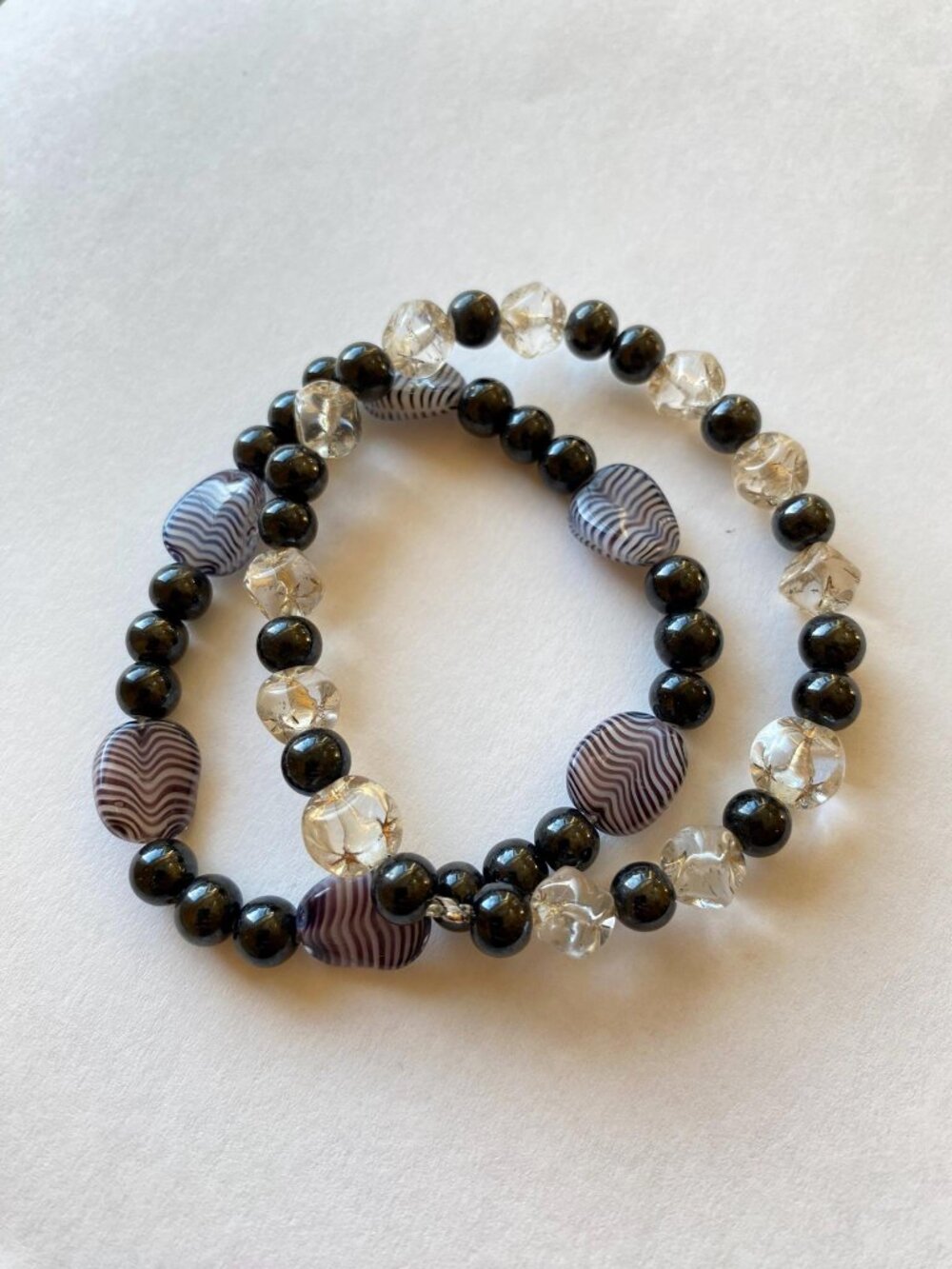 Pair of Czech Black Glass Bracelets